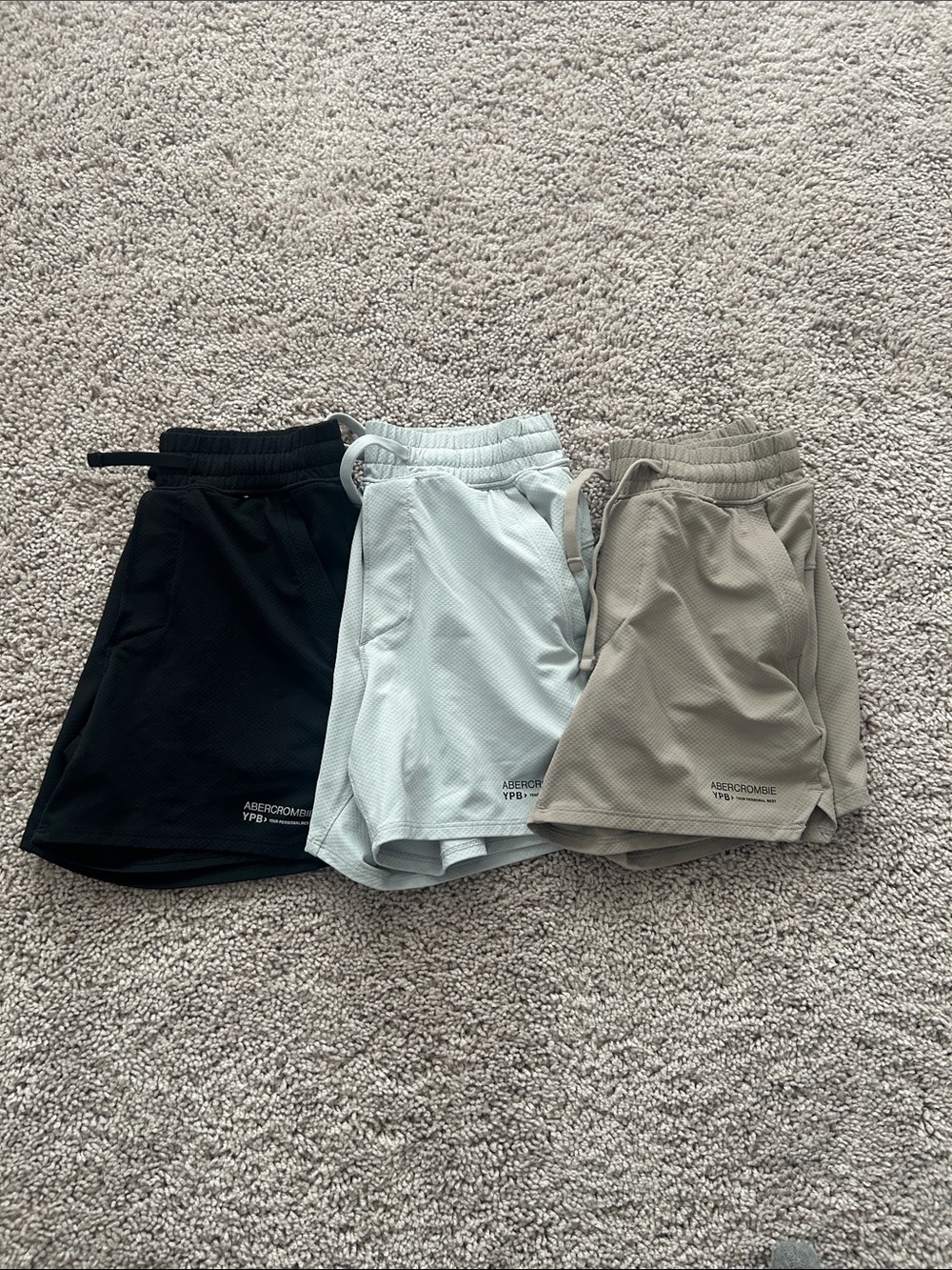 abercrombie kids Black, Light Blue, Taupe Mesh Athletic Shorts - 3 Pack